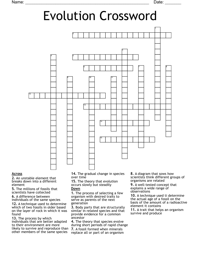 Evolution Crossword