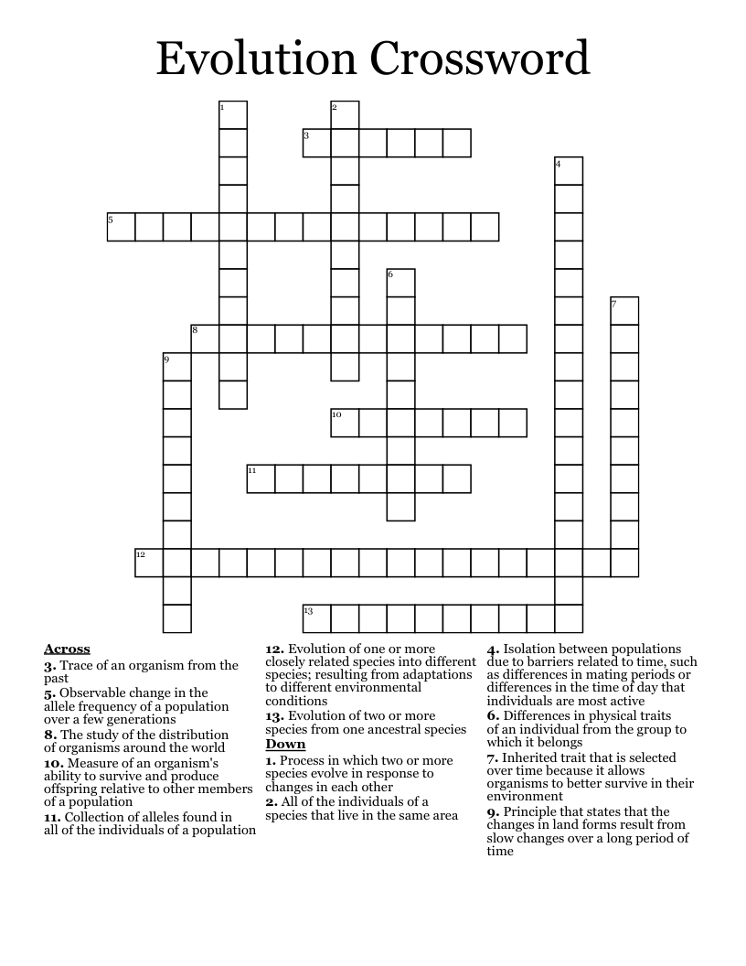 Evolution Crossword