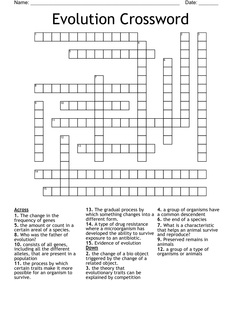Evolution Crossword