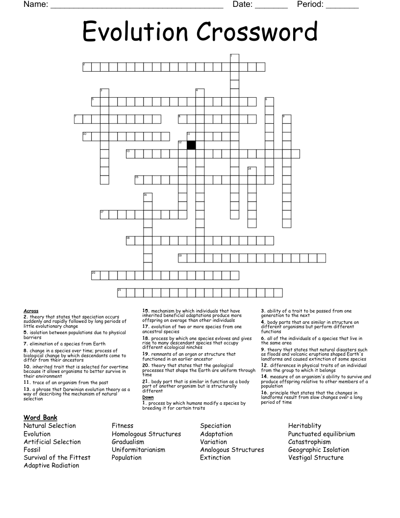 Evolution Crossword