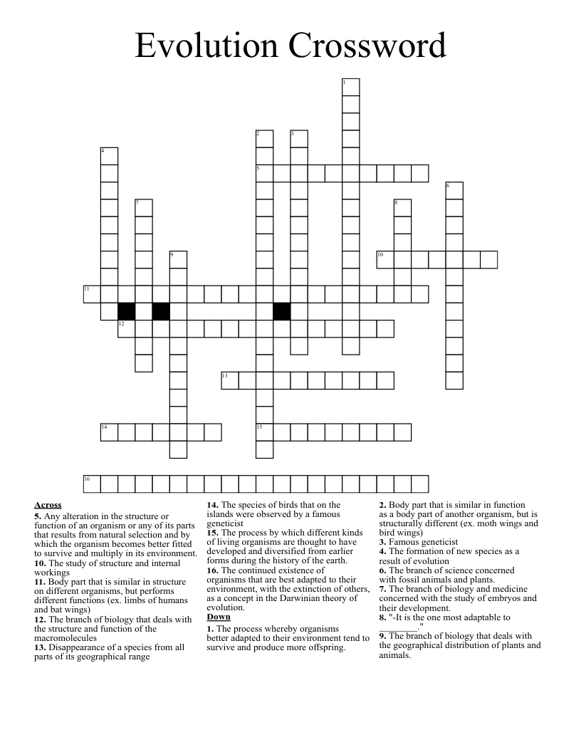 Evolution Crossword