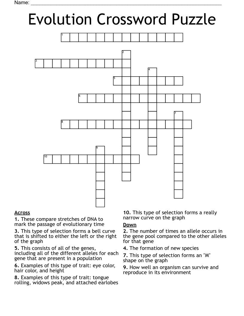 Evolution Crossword Puzzle
