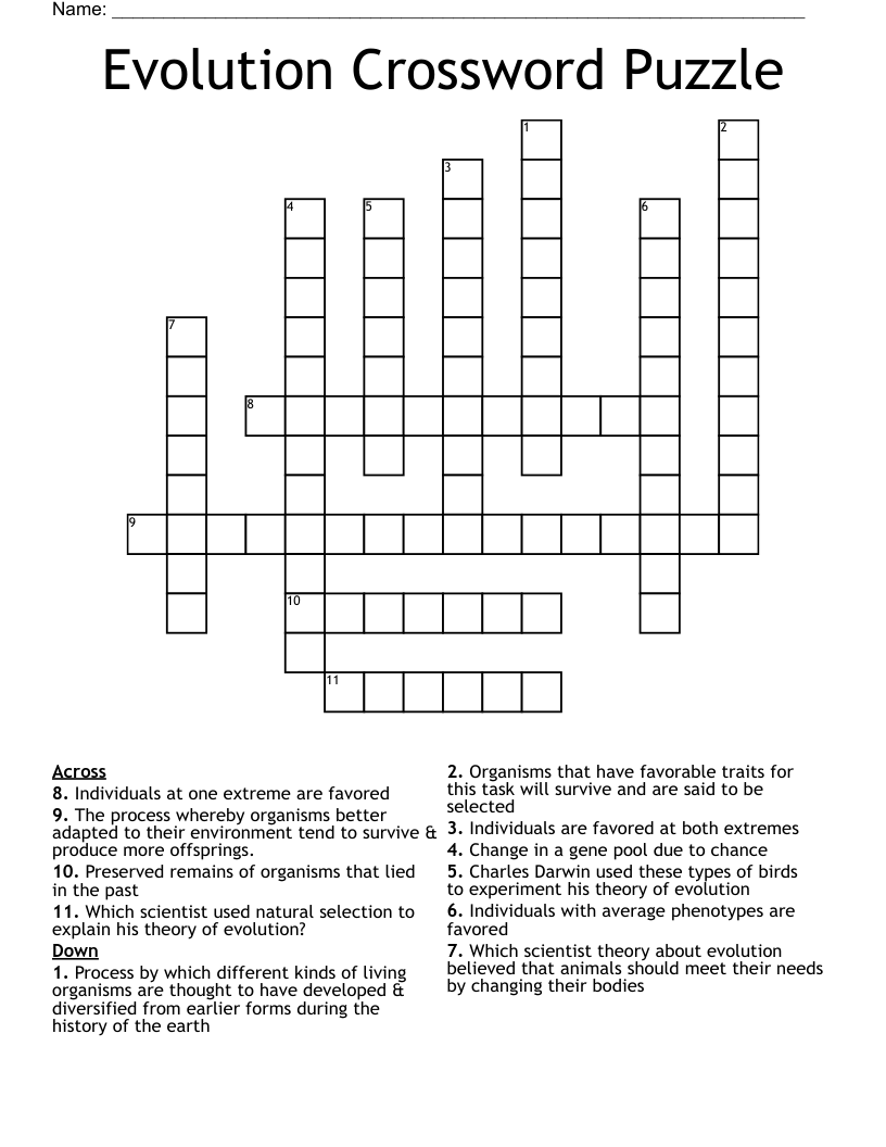 Evolution Crossword Puzzle