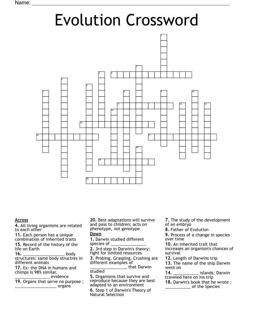 Evolution Crossword 