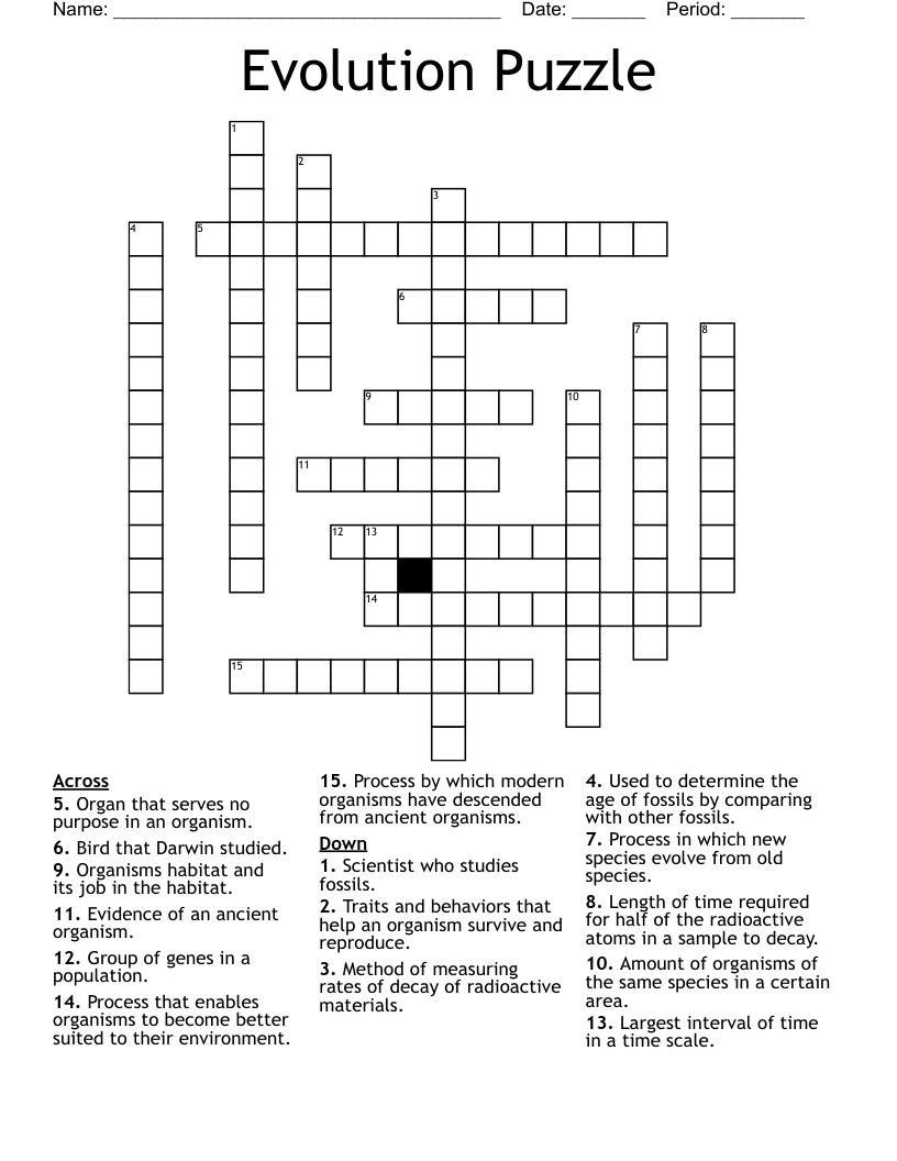 Evolution Puzzle Crossword