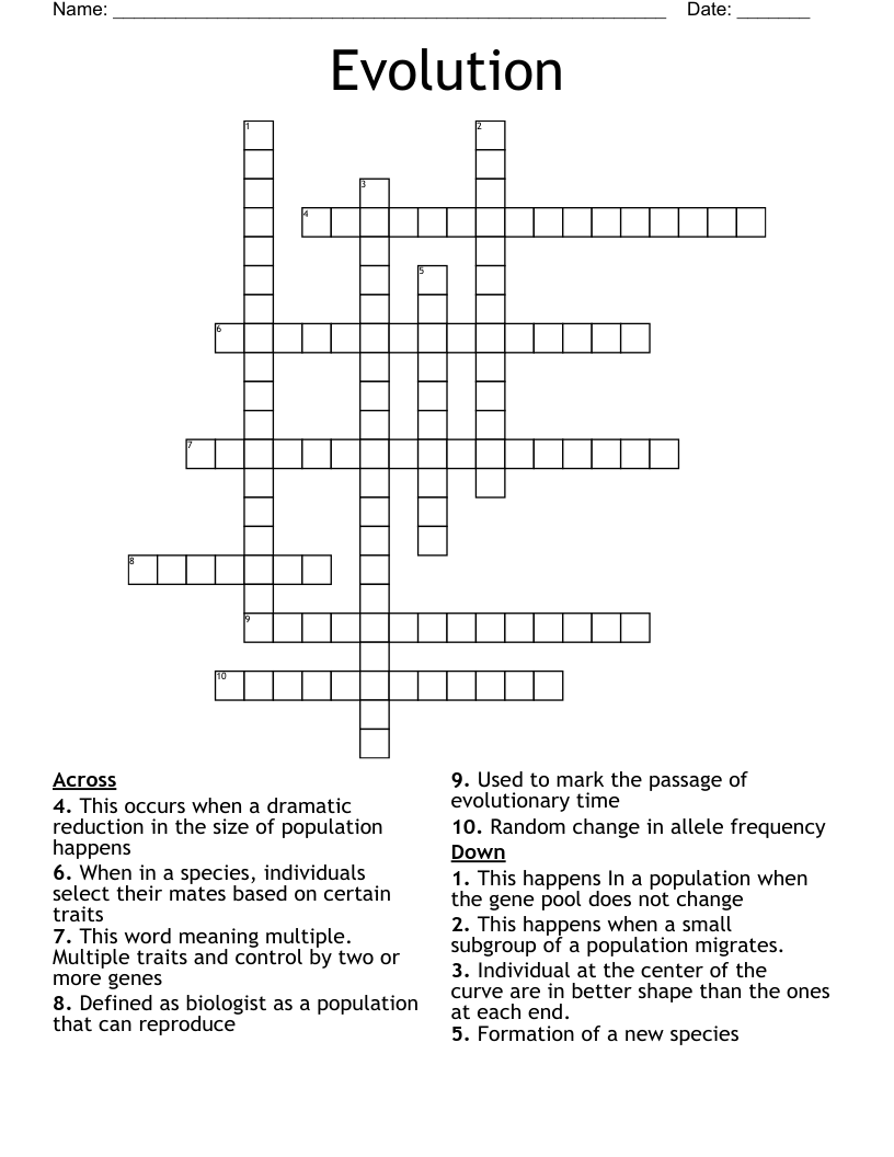 Evolution  Crossword