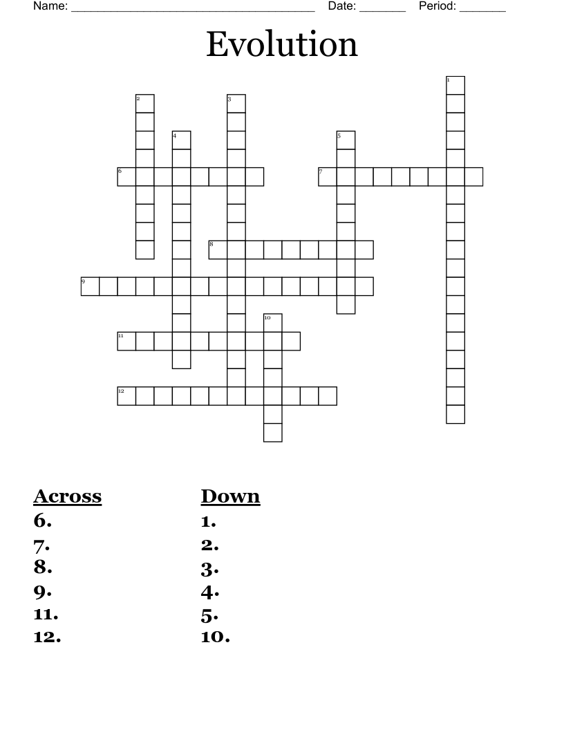 Evolution  Crossword