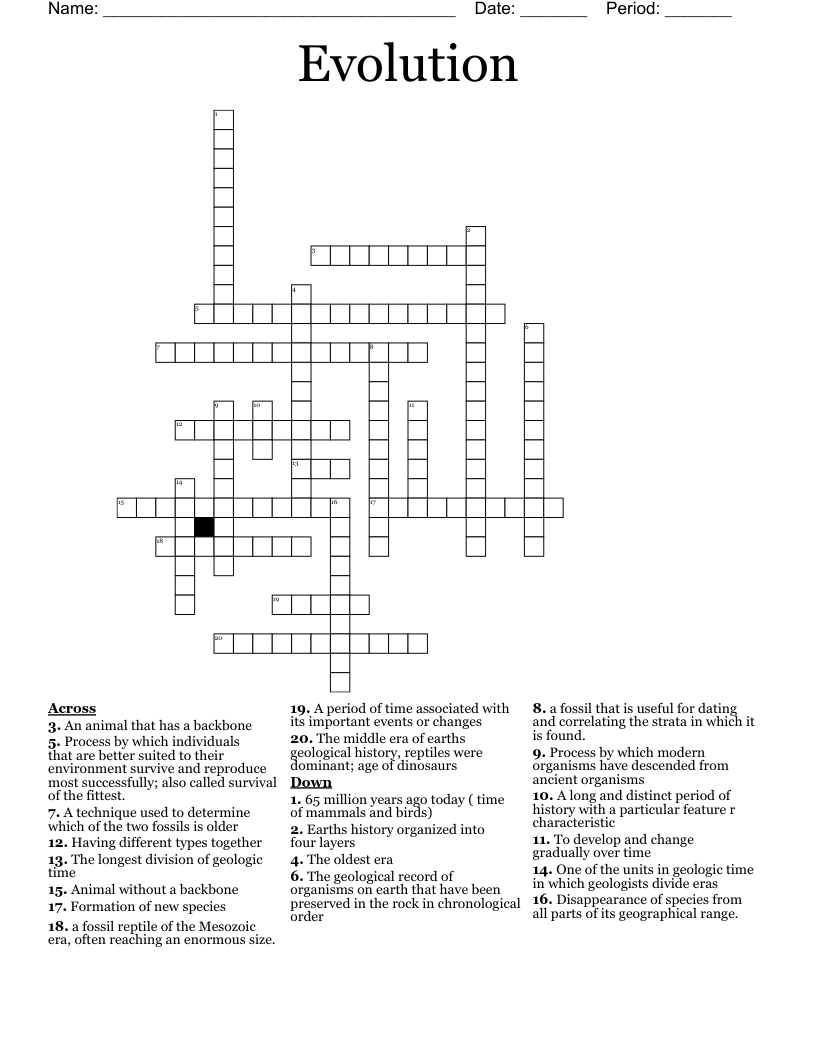 Evolution  Crossword