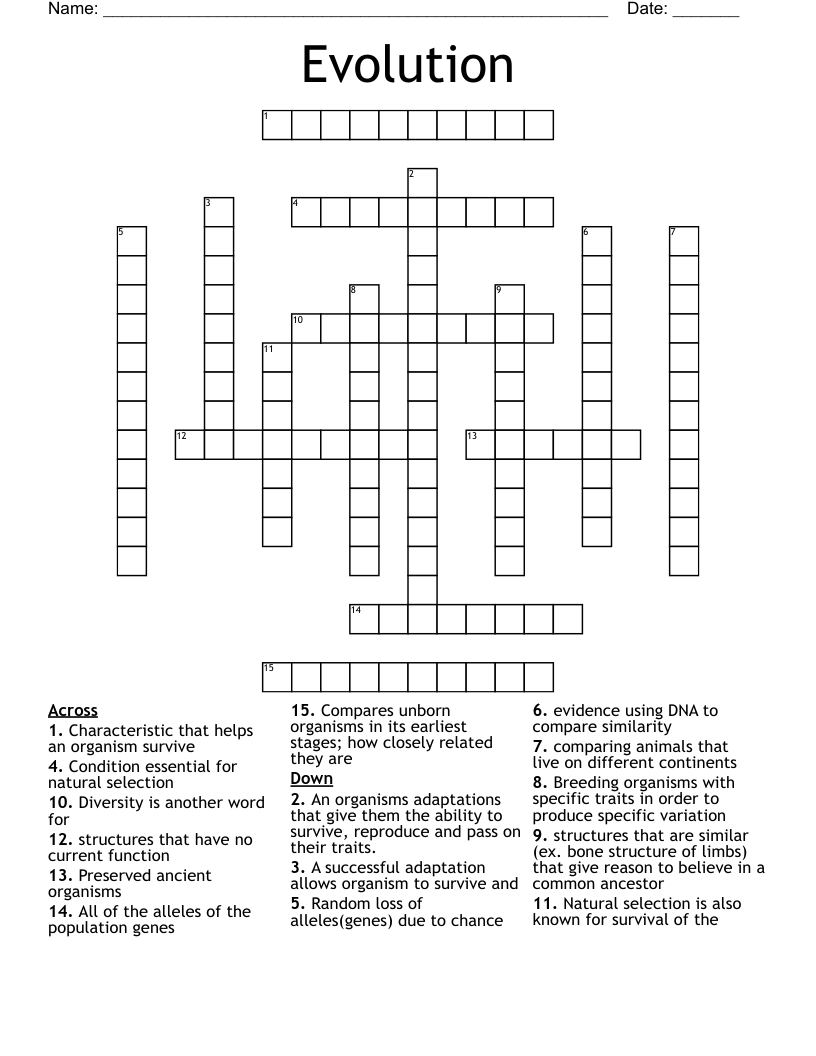 Evolution  Crossword