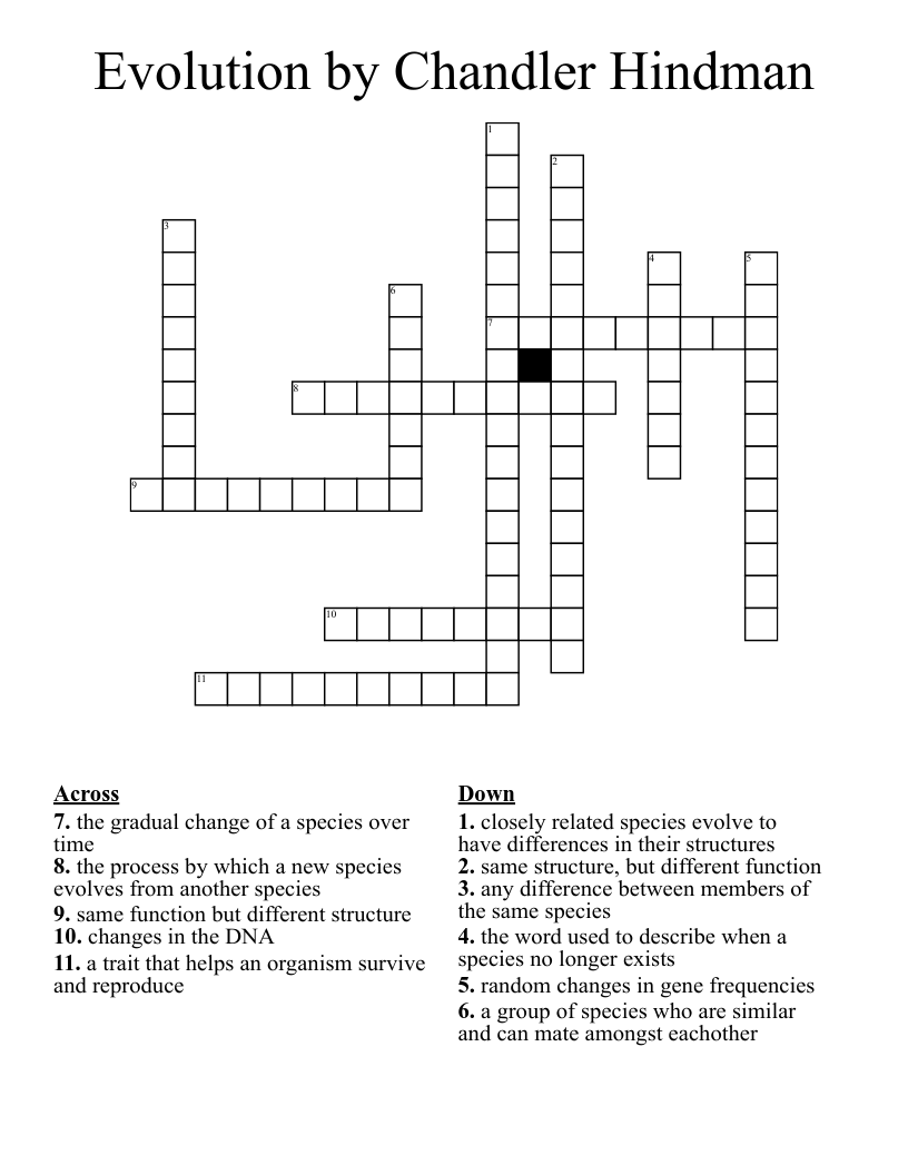 Evolution by Chandler Hindman Crossword