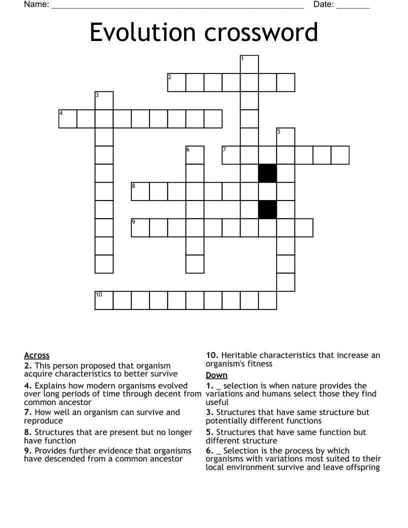 Evolution crossword