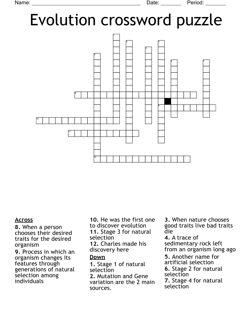 Evolution crossword puzzle