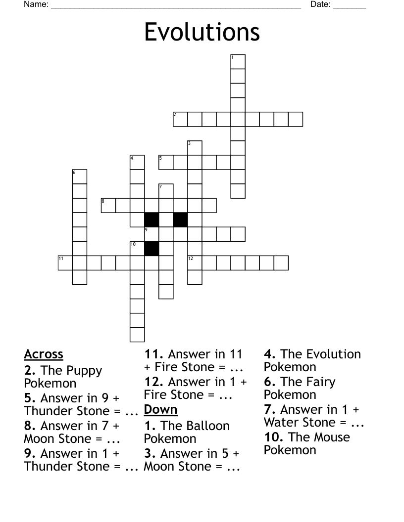 Evolutions Crossword