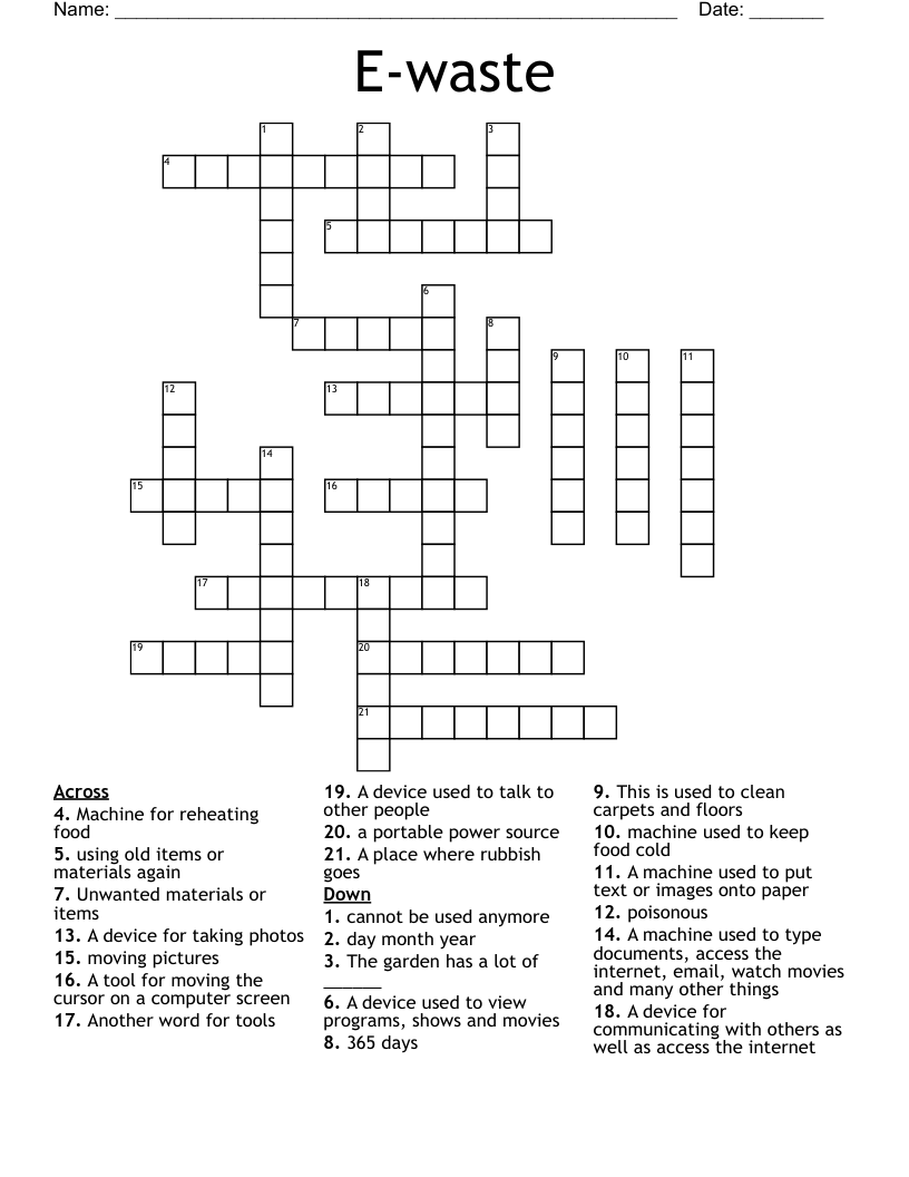 E-waste Crossword