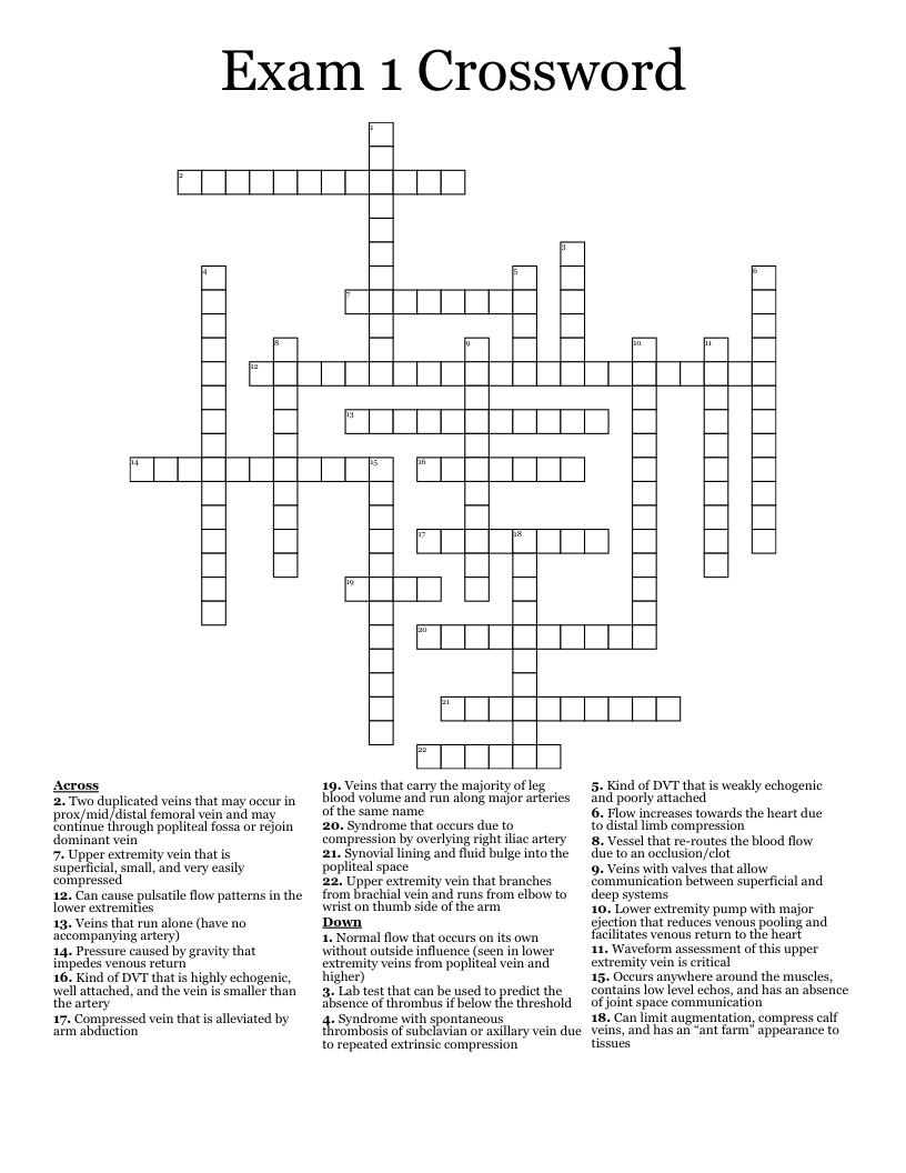 Exam 1 Crossword
