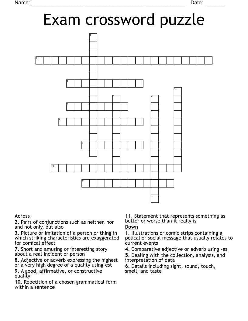 Exam crossword puzzle