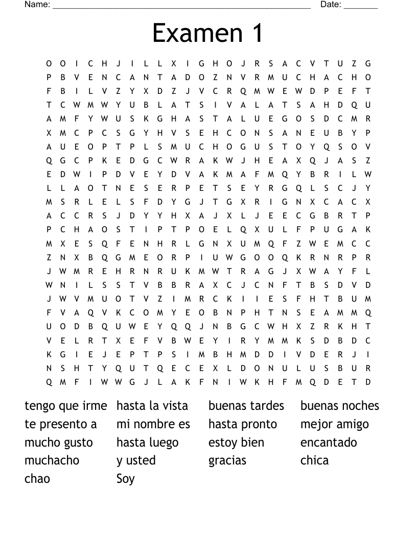 Examen 1 Word Search