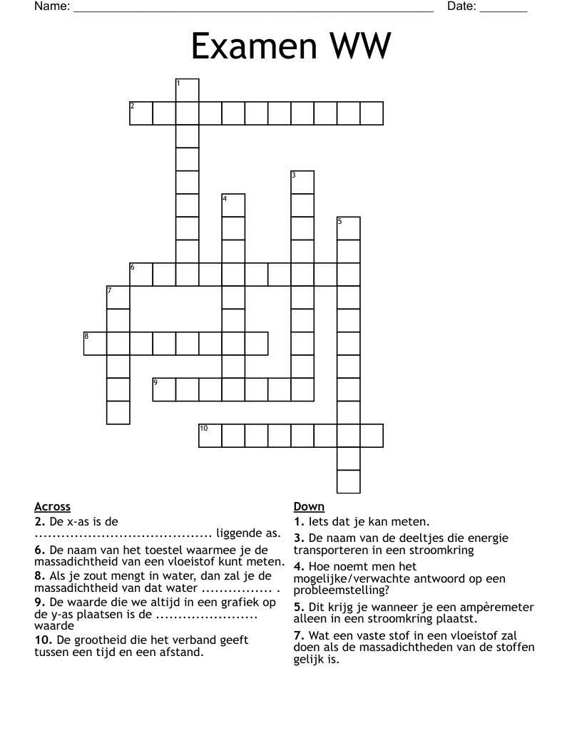 Examen WW Crossword