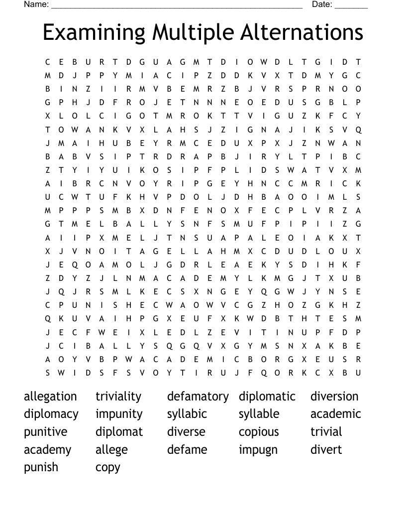 Examining Multiple Alternations Word Search