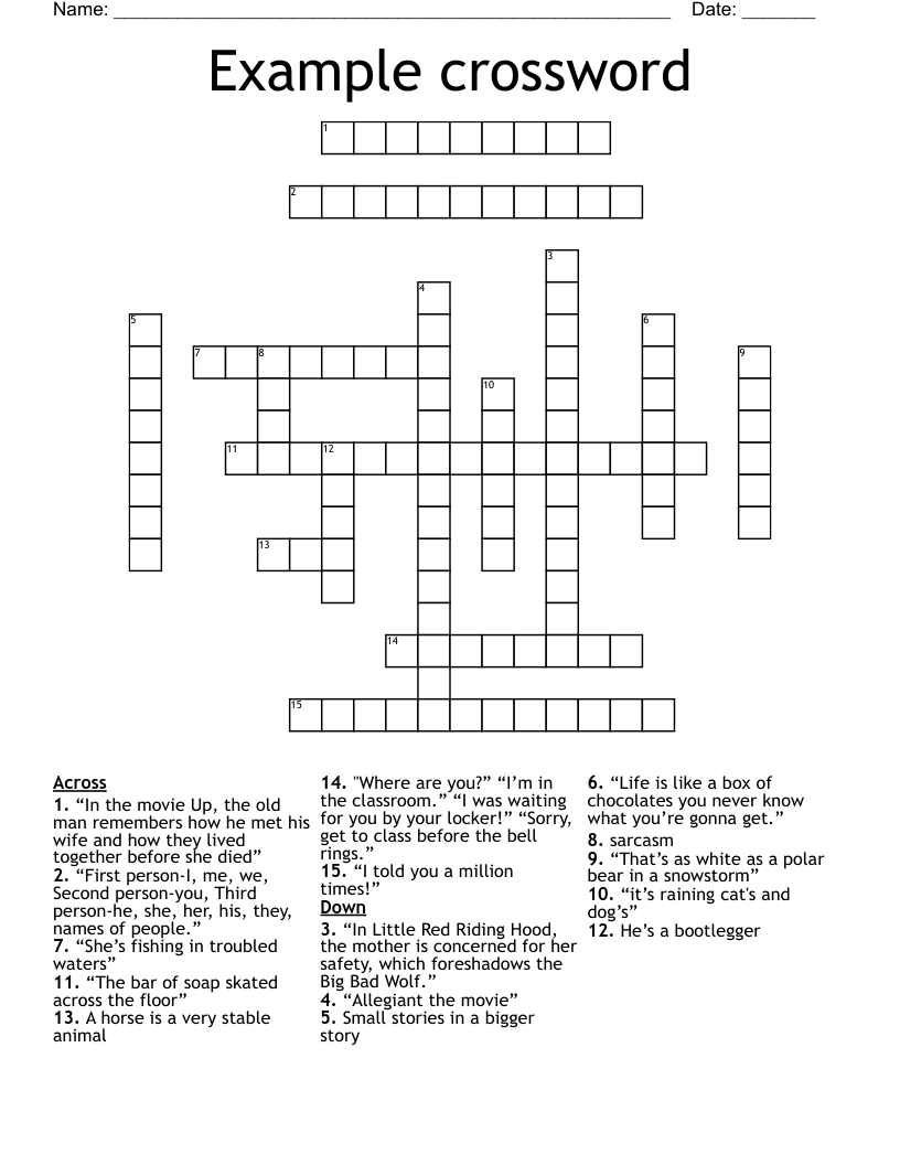 Example crossword