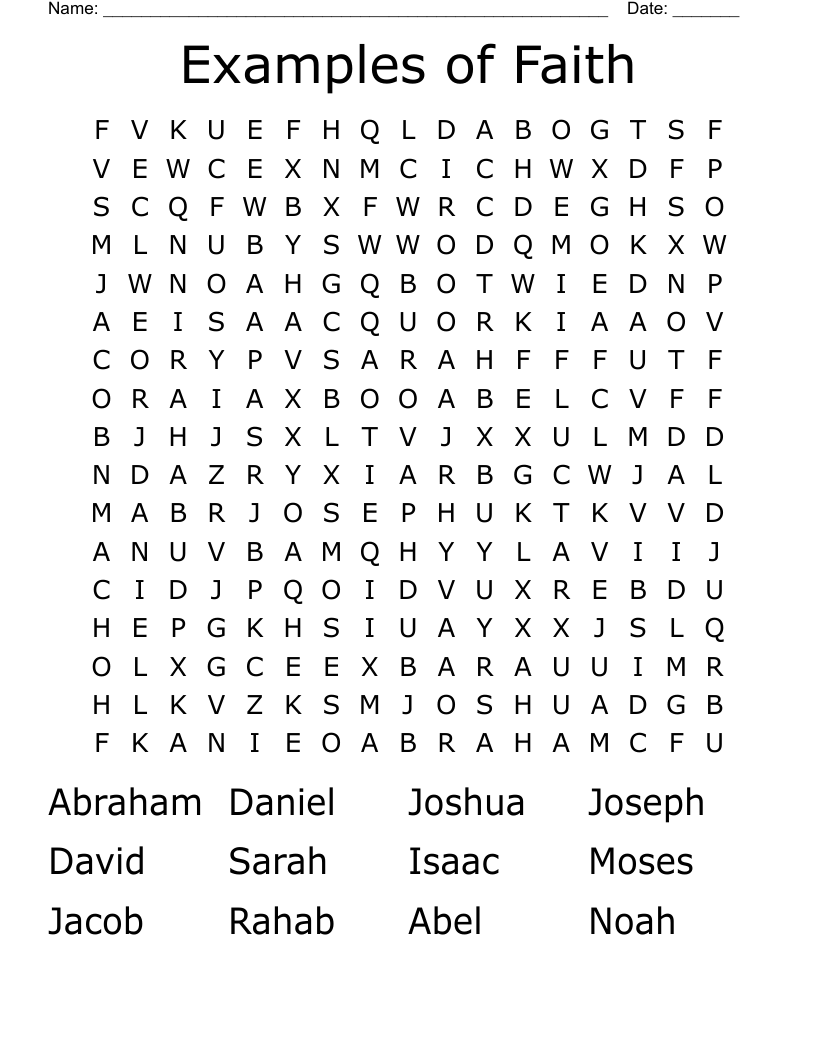 Examples of Faith Word Search