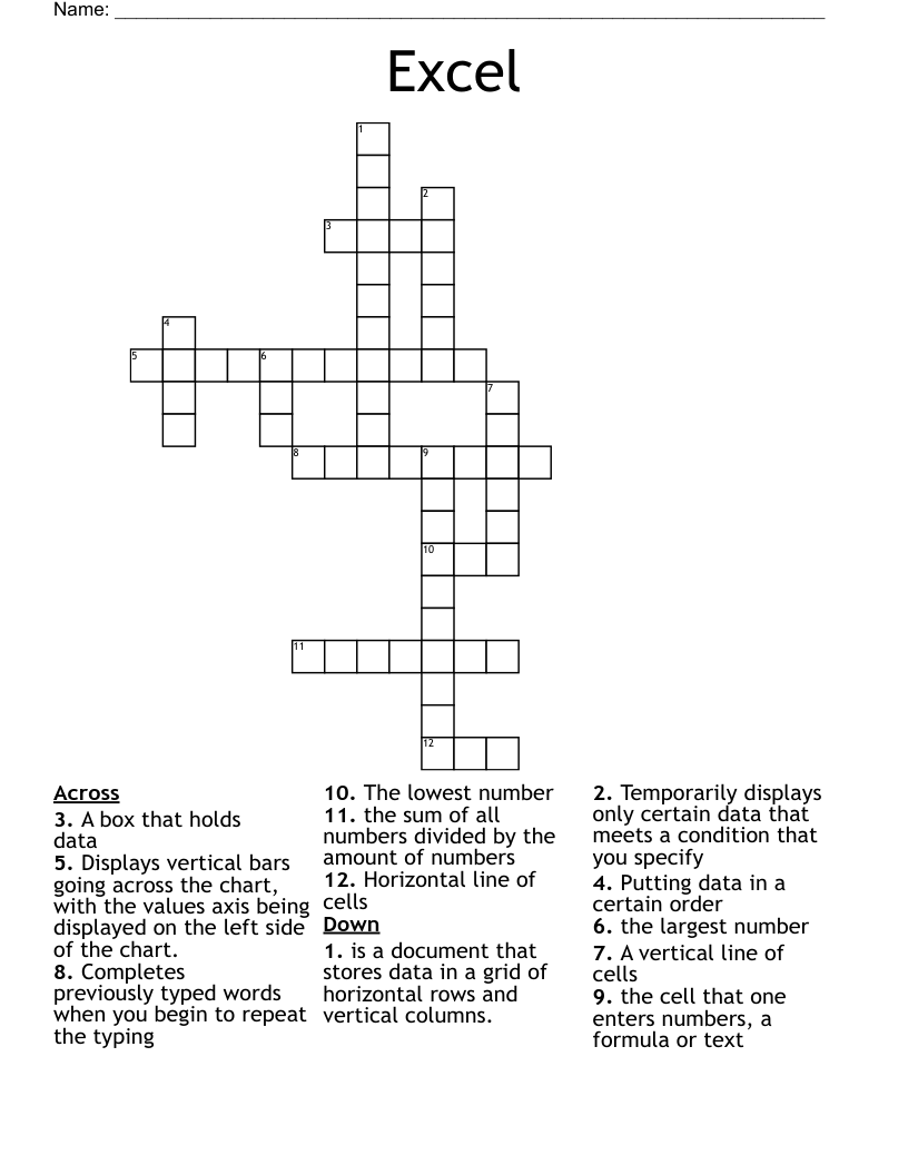 Excel Crossword