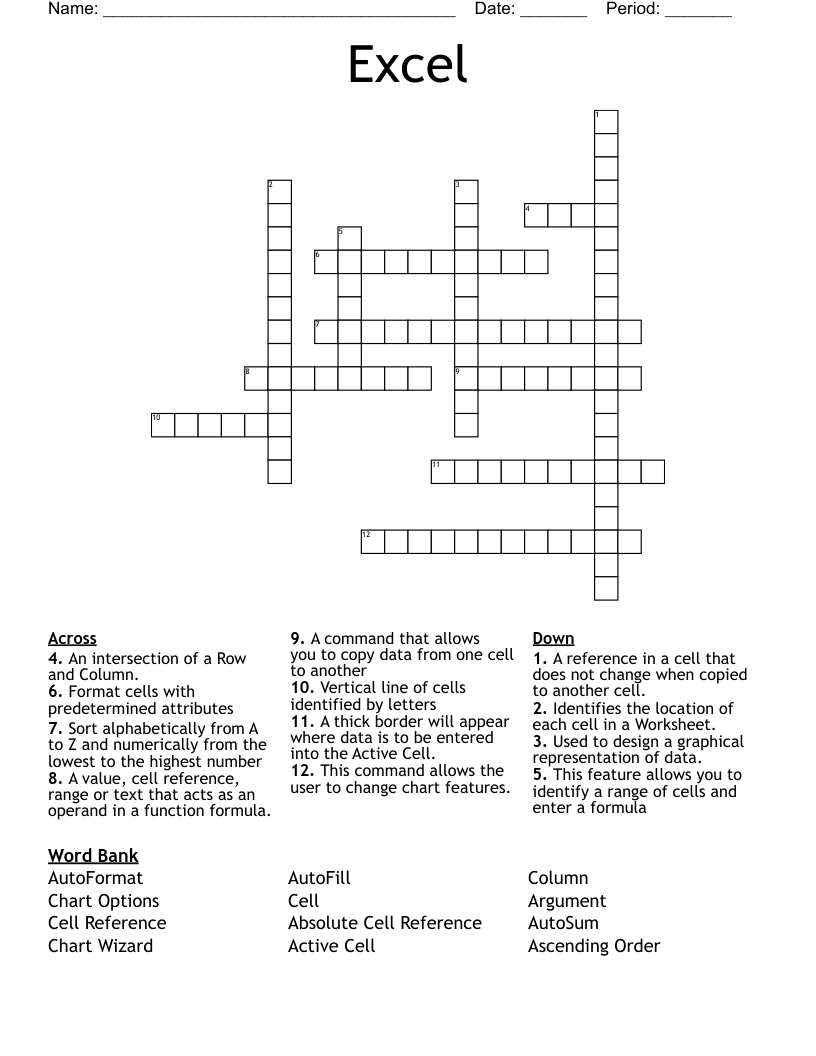 Excel Crossword