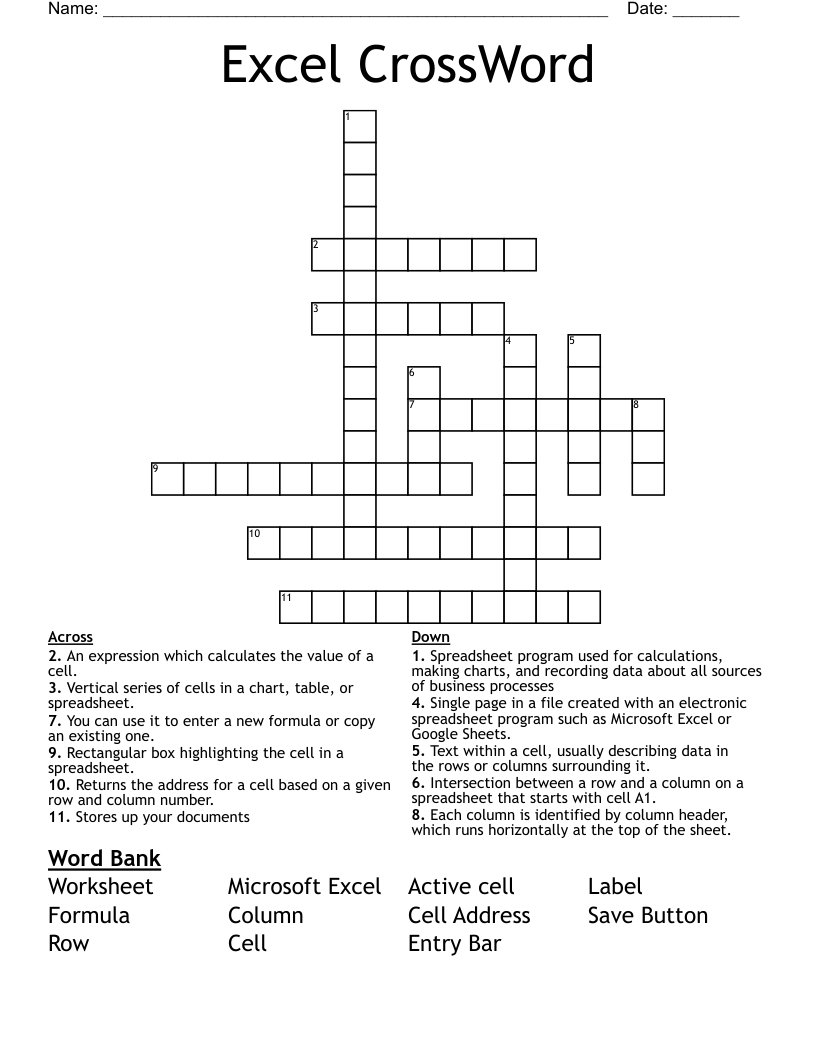 Excel CrossWord