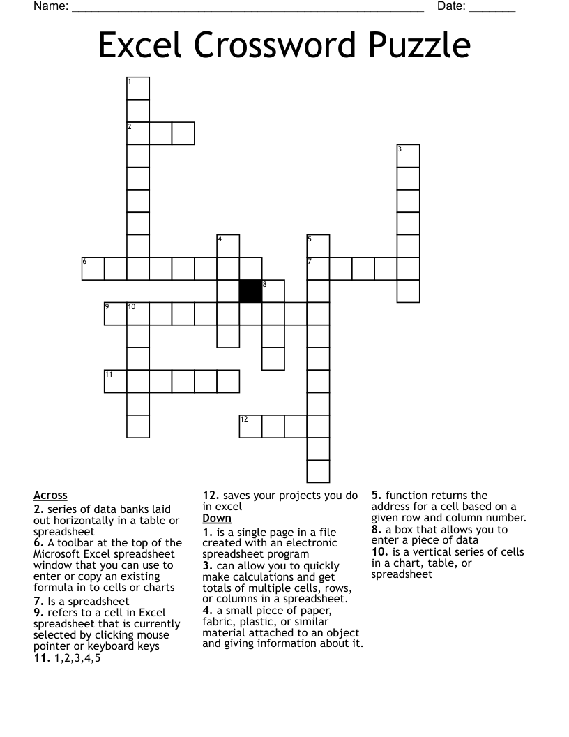 Excel Crossword Puzzle