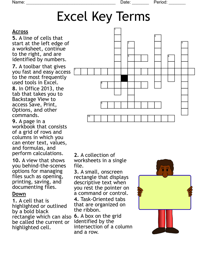 Excel Key Terms Crossword