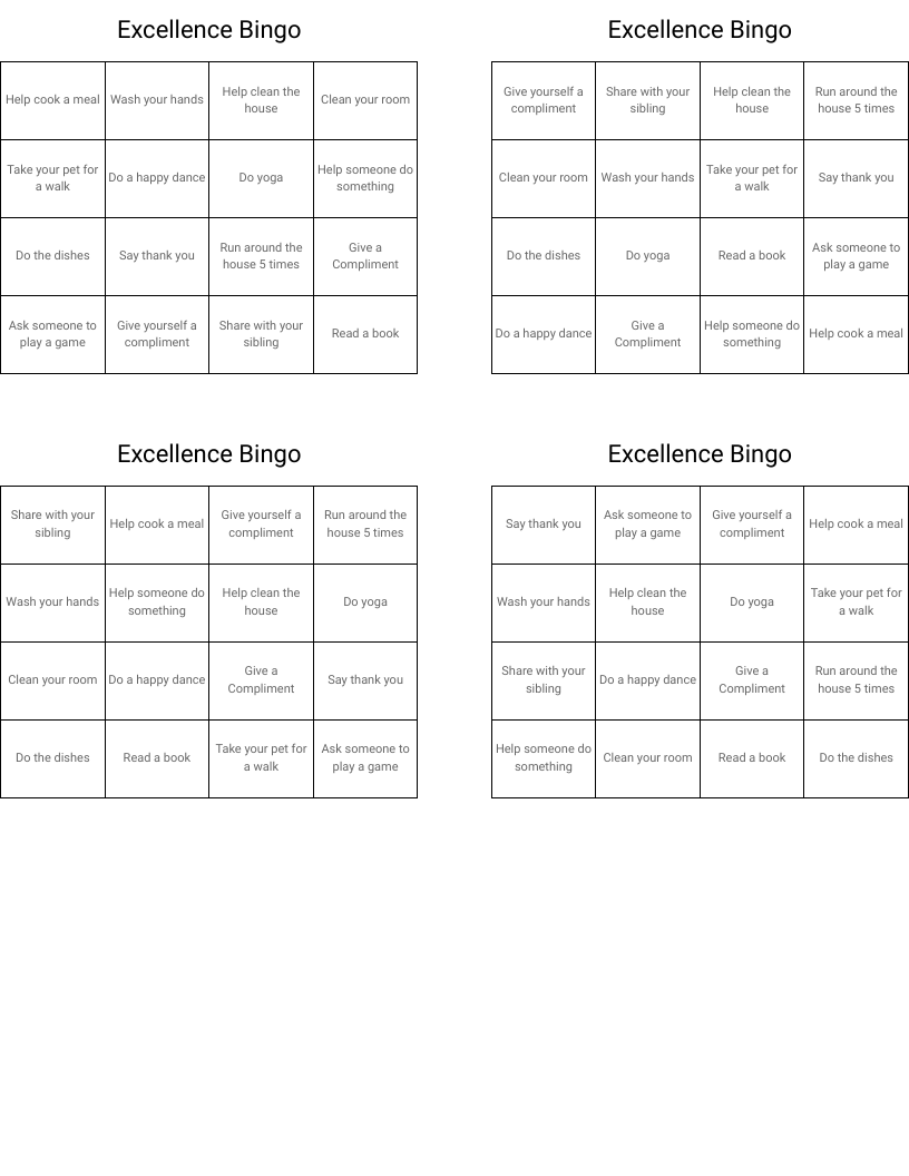 Excellence Bingo