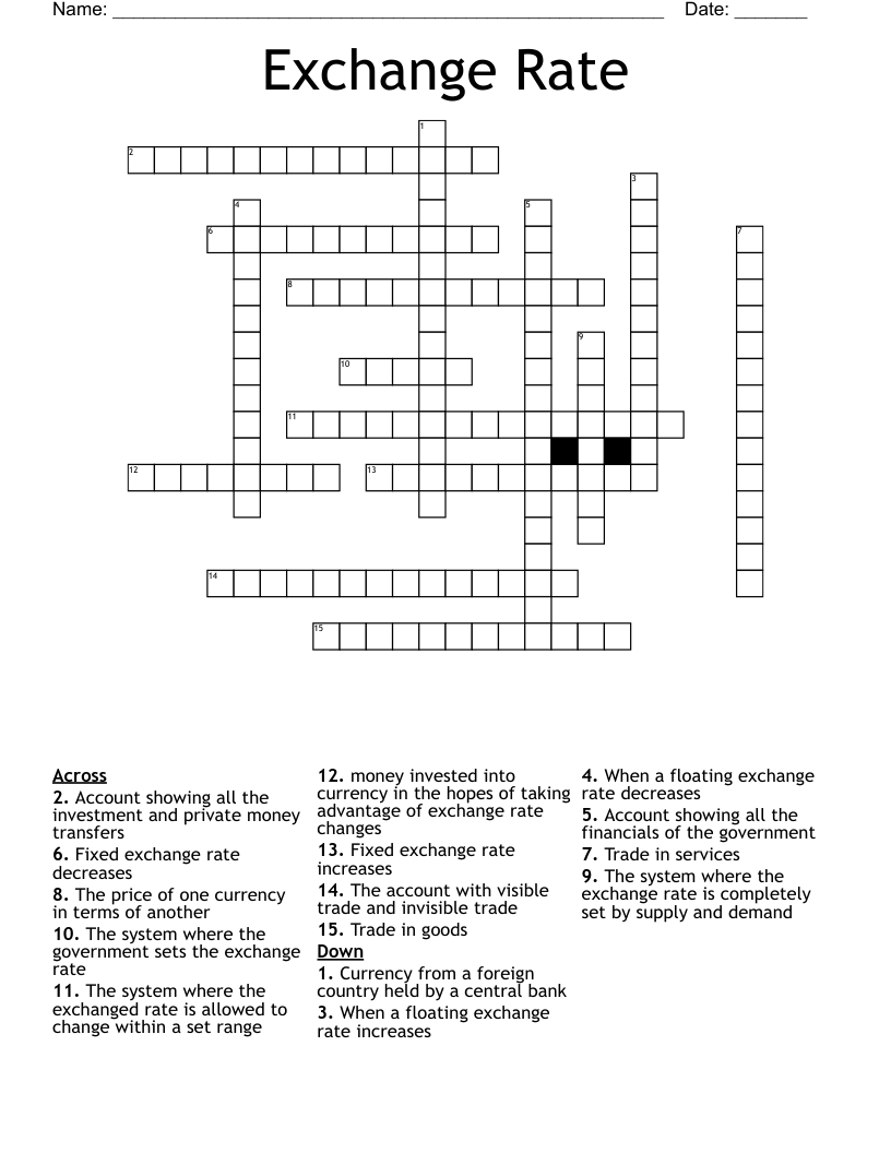Exchange Rate Crossword