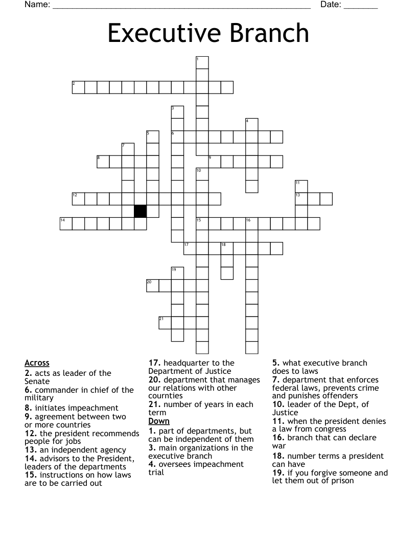 Executive Branch Crossword