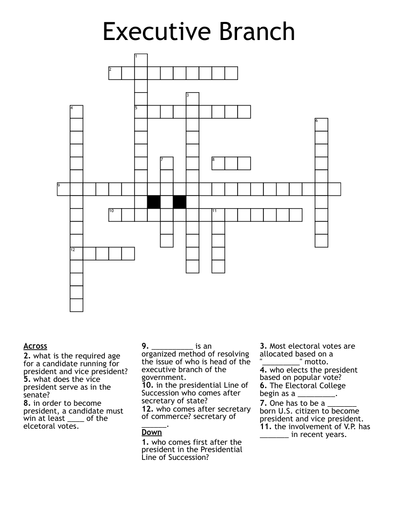 Executive Branch Crossword