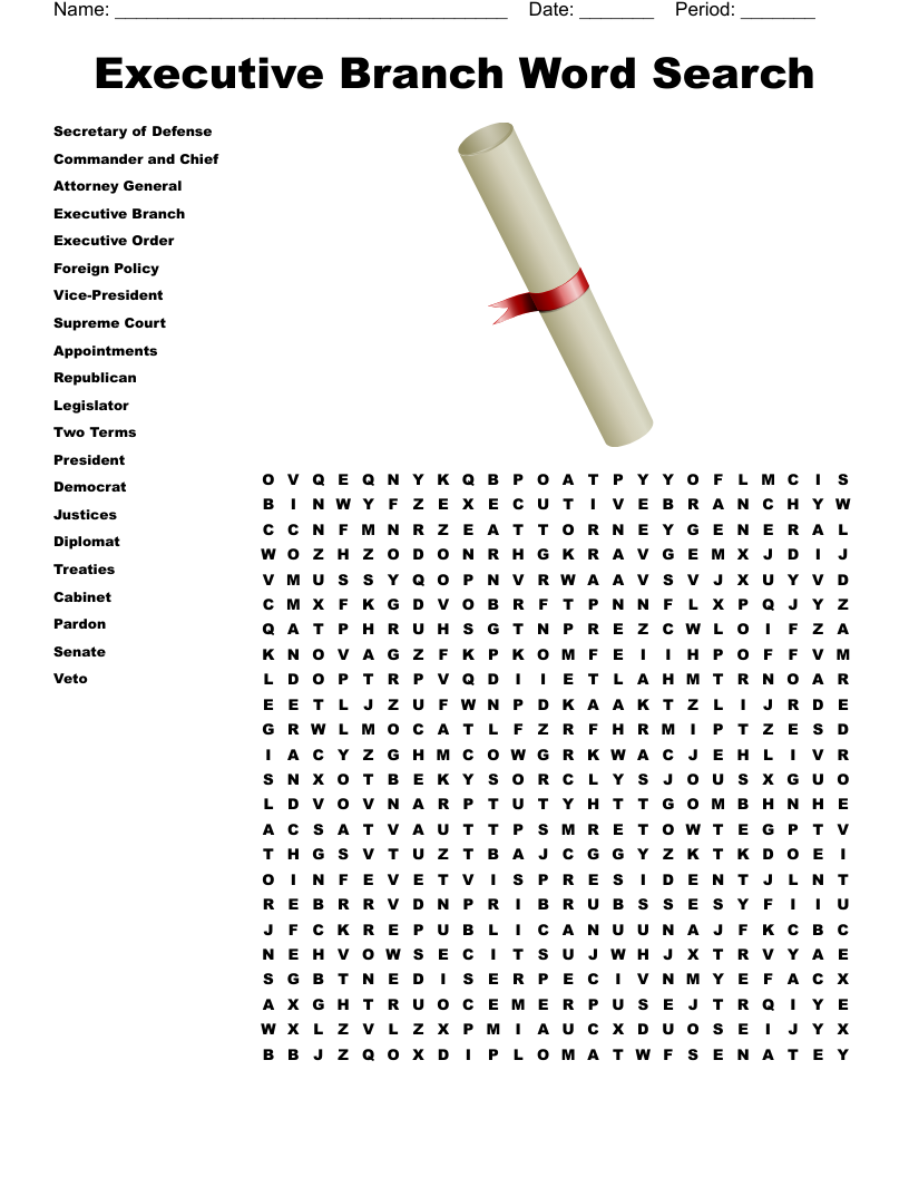 Executive Branch Word Search