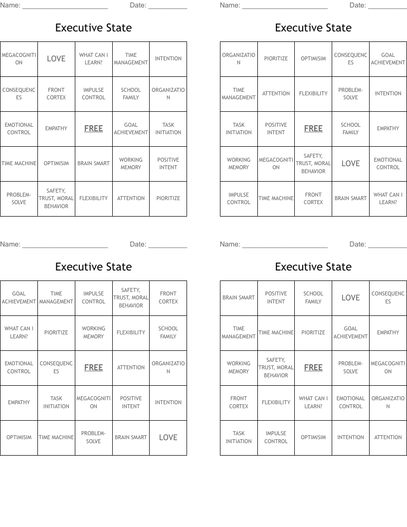 Executive State Bingo Cards