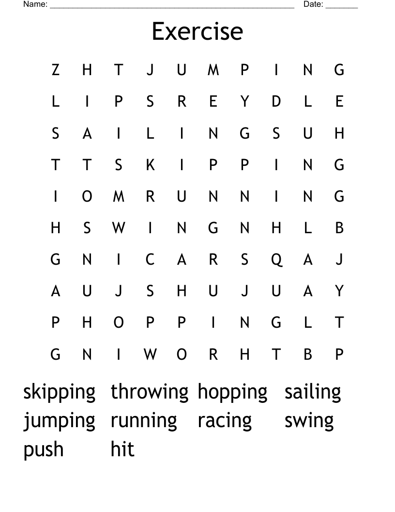 Exercise Word Search