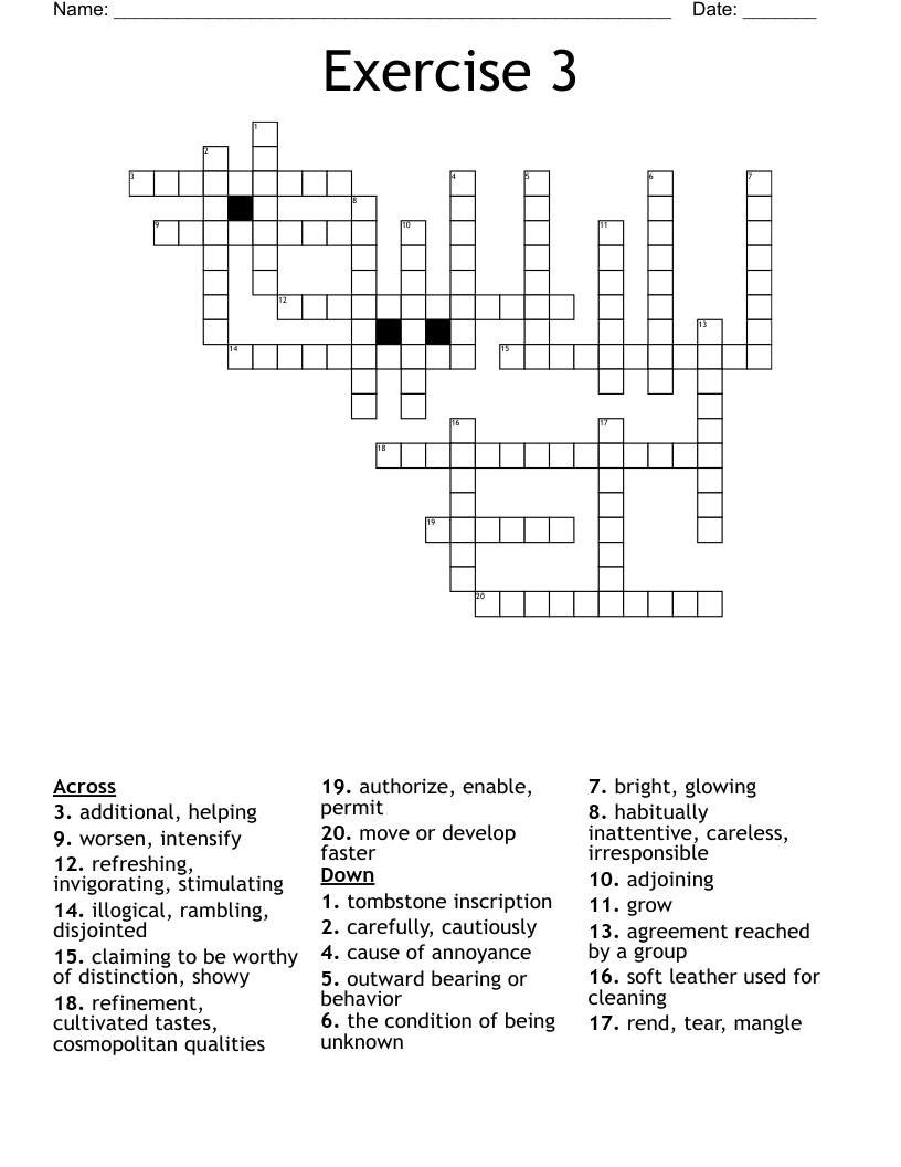 Exercise 3 Crossword