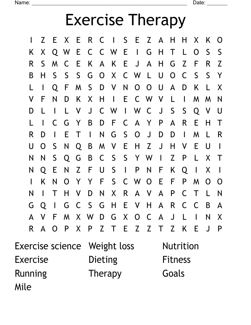 Exercise Therapy  Word Search