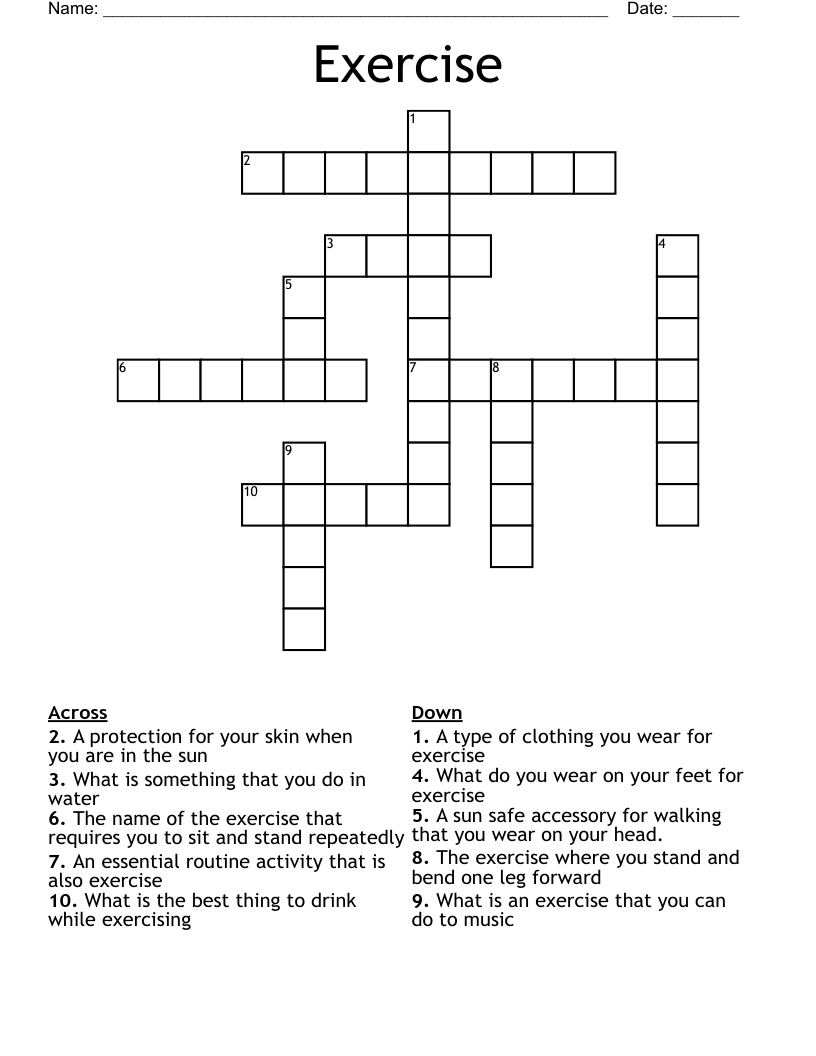 Exercise  Crossword