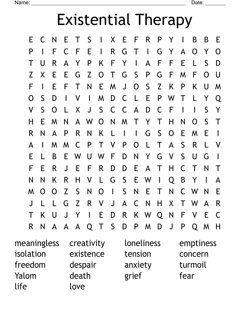 Existential Therapy Word Search