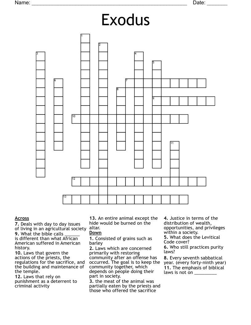 Exodus Crossword