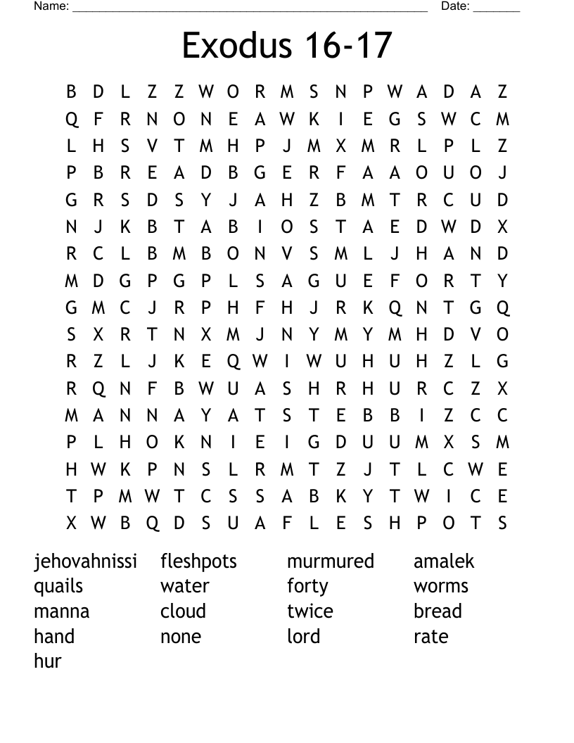 Exodus 16-17 Word Search
