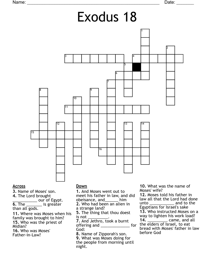 Exodus 18 Crossword