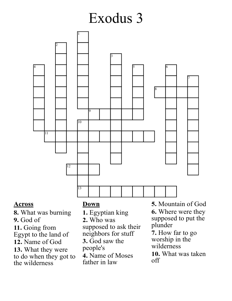 Exodus 3 Crossword