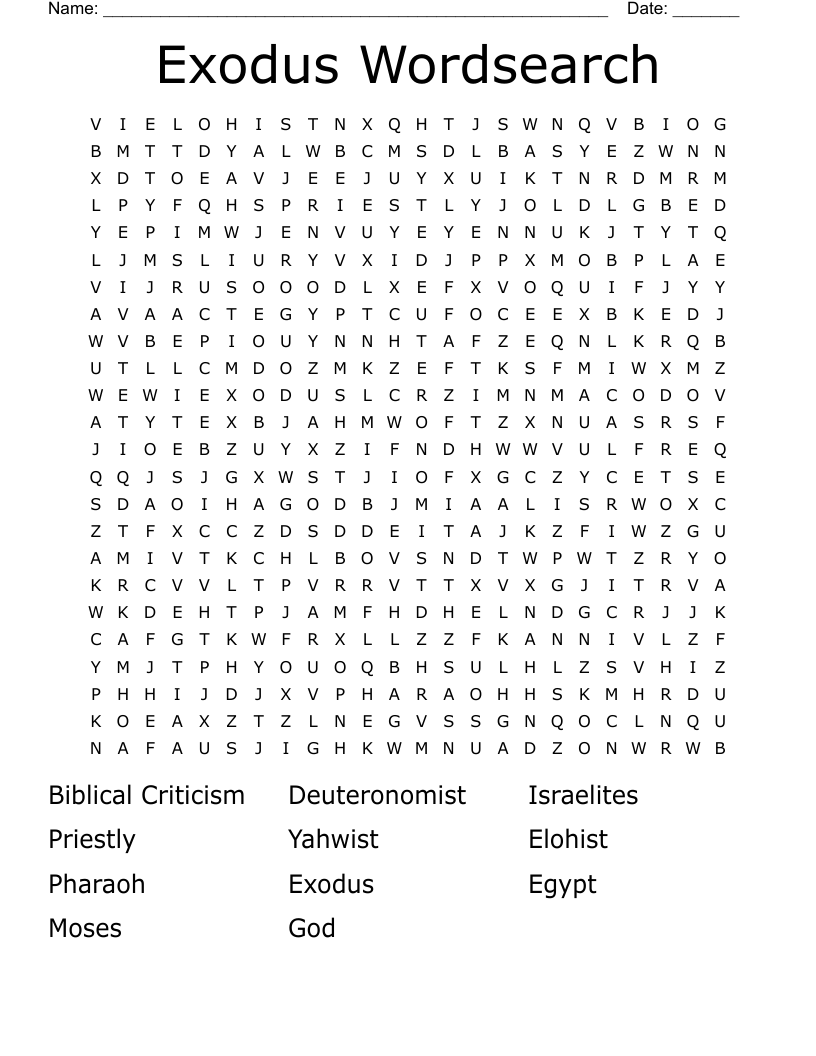 Exodus Wordsearch