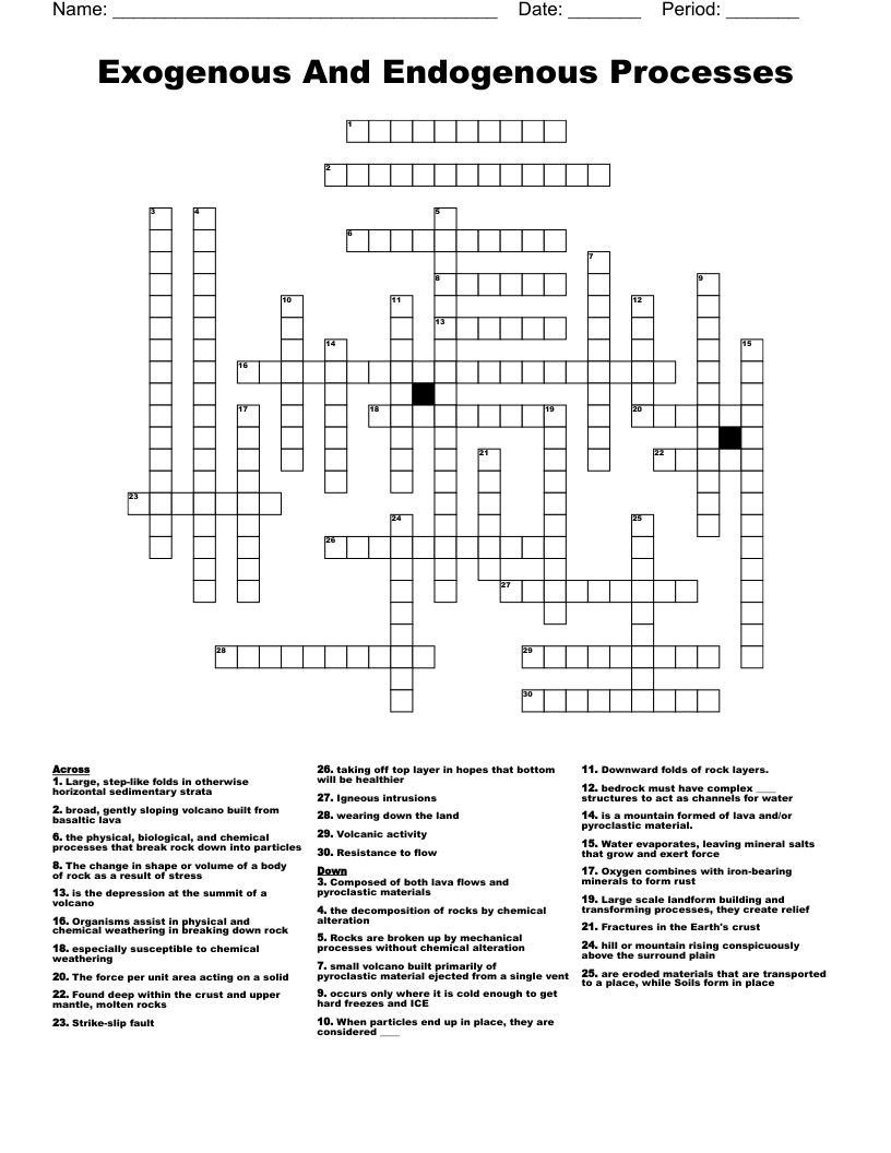 Exogenous And Endogenous Processes  Crossword