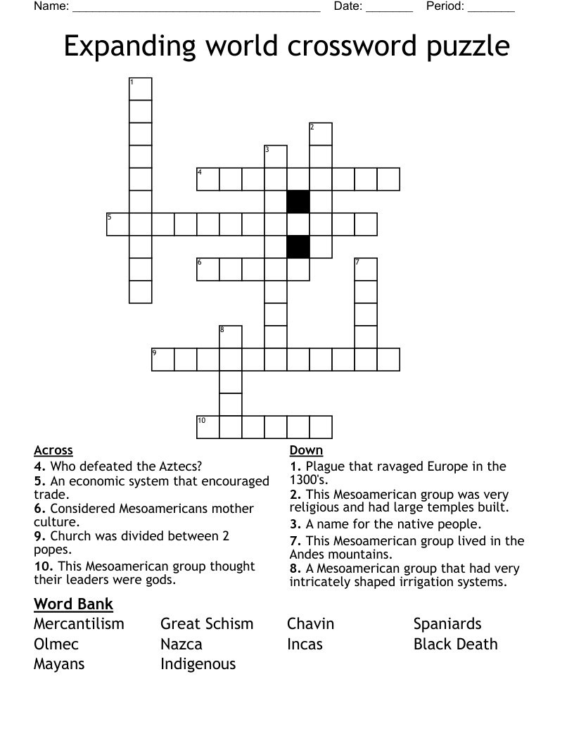 Expanding world crossword puzzle 