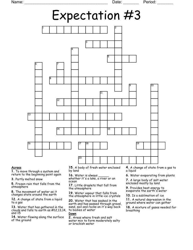 Expectation #3 Crossword