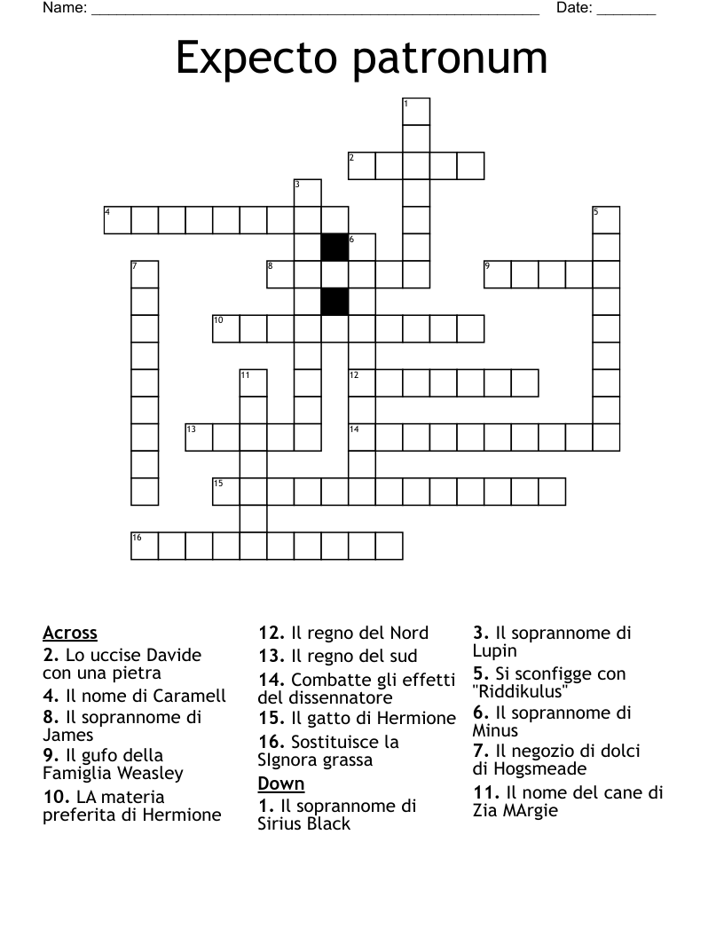Expecto patronum Crossword